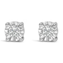 .925 Sterling Silver 1/10 Cttw Round Brilliant-Cut Lab Grown Diamond Miracle-Set Stud Earrings (F-G Color, VS1-VS2 Clarity)