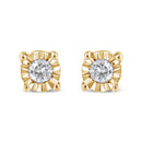 10K Yellow Gold Plated .925 Sterling Silver 1/10 Cttw Round Brilliant-Cut Diamond Miracle-Set Stud Earrings (J-K Color, I3 Clarity)