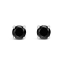 .925 Sterling Silver 1/2 Cttw Black Diamond Solitaire Stud Earrings