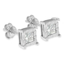 .925 Sterling Silver 1/2 Cttw Miracle Set Princess-cut Diamond Solitaire Stud Earrings (H-I Color, SI2-I1 Clarity)