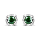 Sterling Silver Rose Cut Treated Green Diamond Solitaire Stud Earrings (0.25 cttw, Green Color, I2-I3 Clarity)