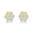 14K Yellow Gold 1/2 Cttw Brilliant Round Cut Diamond Floral Cluster Stud Earrings with Pushbacks (J-K Color, VS2-SI1 Clarity)