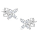 14K White Gold 1/2 Cttw Marquise Diamond 8 Stone Floral Leaf Stud Earrings (H-I Color, SI1-SI2 Clarity)