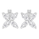 14K White Gold 1/2 Cttw Marquise Diamond 8 Stone Floral Leaf Stud Earrings (H-I Color, SI1-SI2 Clarity)