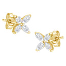 14K White Gold 1/2 Cttw Marquise Diamond 8 Stone Floral Leaf Stud Earrings (H-I Color, SI1-SI2 Clarity)