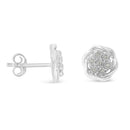 Sterling Silver Diamond Swirl Cluster Stud Earrings (1/6 cttw, I-J Color, I2-I3 Clarity)