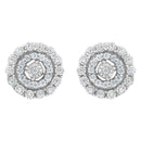 10KT White Gold 1/2 cttw Double Halo Brilliant Round-Cut Diamond Stud Earrings (I-J Clarity, I2-I3 Color)