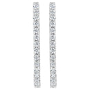 14K White Gold 2.0 Cttw Round Brilliant Cut Diamond Oblong Hinged Leverback Hoop Earrings (I-J Color, I1-I2 Clarity)