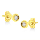 10K Yellow Gold Plated .925 Sterling Silver 1/10 Cttw Miracle-Set Diamond Circle Shape Stud Earrings (K-L Color, I2-I3 Clarity)