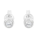 10K White Gold 1/5 Cttw Round Brilliant-Cut Near Colorless Diamond Bezel-Set Stud Earrings (H-I Color, I1-I2 Clarity)