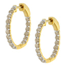 10K Yellow Gold Plated Sterling Silver Diamond Hoop Earrings (2 cttw, K-L Color, I2-I3 Clarity)