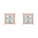 Rose Gold Plated Sterling Silver Diamond Composite Stud Earrings (3/4 cttw, J-K Color, I1-I2 Clarity)