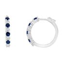 10K White Gold, ½ Cttw Diamond, & ½ Cttw Lab-Grown Blue Sapphire Leverback Hoop Earrings (H-I Color, I1-I2 Clarity)