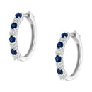 10K White Gold, ½ Cttw Diamond, & ½ Cttw Lab-Grown Blue Sapphire Leverback Hoop Earrings (H-I Color, I1-I2 Clarity)