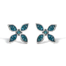 .925 Sterling Silver 1/3 Cttw Blue Diamond Floral Earrings