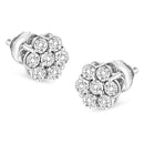 14K White Gold 1/2 cttw Round-Cut Diamond Floral Stud Earrings (I-J Color, SI2-I1 Clarity)