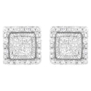 10K White Gold 1/2 cttw Invisible Set Princess-Cut Diamond Square Stud Earring (I-J Color, I1-I2 Clarity)