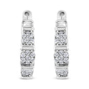 .925 Sterling Silver 1/2 Cttw Lab Grown Round Diamond Floral Cluster Hoop Earrings (F-G Color, SI1-SI2 Clarity)