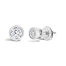 14K White Gold 1/2 Cttw Lab Grown Diamond Bezel Solitaire Stud Earrings