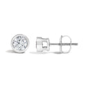 14K White Gold 1/2 Cttw Lab Grown Diamond Bezel Solitaire Stud Earrings