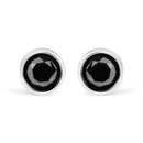 .925 Sterling Silver 4.00 Cttw Round Brilliant-Cut Black Diamond Bezel-Set Stud Earrings with Screw Backs (Fancy Color-Enhanced, I2-I3 Clarity)