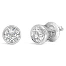 14K White Gold 1.0 Cttw Lab Grown Diamond Screw-Back Classic Bezel Solitaire Stud Earrings (G-H Color, VS2-SI1 Clarity)