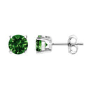 14K White Gold 1/2 Cttw Lab Grown Green Diamond Classic Solitaire Stud Earrings with Pushback