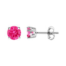 14K White Gold 1/2 Cttw Round Brilliant Cut Lab Grown Pink Diamond 4-Prong Classic Solitaire Earrings (Pink Color, VVS2-VS1 Clarity)