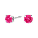 14K White Gold 1.0 Cttw Round Brilliant Cut Lab Grown Pink Diamond 4-Prong Classic Solitaire Earrings (Pink Color, VVS2-VS1 Clarity)