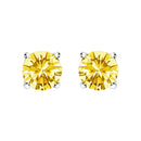 14K White Gold 1.0 Cttw Lab Grown Yellow Diamond Solitaire Stud Earrings (Yellow Color, VS2-SI1 Clarity)