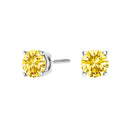 14K White Gold 1.0 Cttw Lab Grown Yellow Diamond Solitaire Stud Earrings (Yellow Color, VS2-SI1 Clarity)