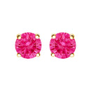 14K Yellow Gold 1.00 Cttw Round Brilliant Cut Lab Grown Pink Diamond 4-Prong Classic Solitaire Earrings (Pink Color, VVS2-VS1 Clarity)
