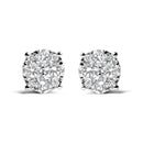 14K White Gold 2.00 Cttw Lab Grown Diamond Cluster Stud Earrings (G-H Color, VS1-VS2 Clarity)