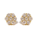 14K Yellow Gold 3.0 Cttw Diamond Floral Cluster Stud Earring