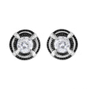 Black Rhodium Plated .925 Sterling Silver Round 1-1/2 cttw Diamond Double Halo 4-Prong Solitaire Milgrain Stud Earrings (H-I Color, I2-I3 Clarity)