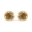 14K Yellow Gold Plated .925 Sterling Silver 1.0 Cttw Round Brilliant Cut Diamond Solitaire Milgrain Stud Earrings (K-L Color, I2-I3 Clarity)