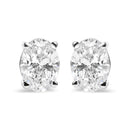 14K White Gold 3/4 Cttw Oval Shape Lab Grown Diamond Solitaire Stud Earrings (F-G Color, VS1-VS2 Clarity)