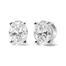 14K White Gold 2.0 Cttw Prong Set Lab Grown Oval Diamond Solitaire Stud Earring (F-G Color, VS1-VS2 Clarity)
