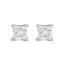 14K White Gold 1.0 Cttw Princess Cut Lab Grown Diamond Solitaire Stud Earrings (F-G Color, VS2-SI1 Clarity)