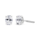 14K White Gold 1.00 Cttw Lab Grown Oval Solitaire Diamond Stud Earrings (F-G Color, VS2-SI1 Clarity)