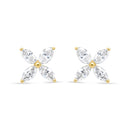 14K White Gold 1/2 Cttw Marquise Diamond 8 Stone Floral Leaf Stud Earrings (H-I Color, SI1-SI2 Clarity)