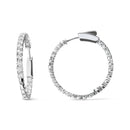 14K White Gold 3.00 Cttw Lab Grown Diamond Inside Out Hoop Earrings (F-G Color, VS1-VS2 Clarity)