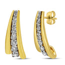 10K Yellow Gold Plated .925 Sterling Silver 1.00 Cttw Round Diamond Graduated Huggie Stud Earrings (I-J Color, I2-I3 Clarity)