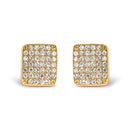 14K Yellow Gold 1/2 Cttw Diamond Square Shaped Composite Cluster Stud Earrings (I-J Color, I1-I2 Clarity)