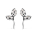 925 Sterling Silver 1/16ct TDW Diamond Leaf Earrings