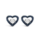 925 Sterling Silver 1/6 Cttw Diamond Open Double Heart Stud Earrings (I-J Color, I3 Clarity)