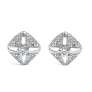 .925 Sterling Silver 1.0 Cttw Diamond Studded Rhombus Stud Earring (H-I Color, I2-I3 Clarity)