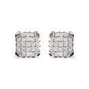 10K White Gold 3/4 Cttw Princess Diamond Composite Open Frame Stud Earrings (I-J Color, I1-I2 Clarity)