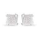 10K White Gold 1/2 Cttw Composite Princess Diamond Square and Swirl Stud Earrings (I-J Color, I1-I2 Clarity)