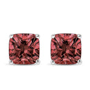 14K White Gold 1 1/2 Cttw Lab Grown Pink Cushion 4-Prong Set Classic Diamond Solitaire Stud Earrings (Pink Color, VS1-VS2 Clarity)